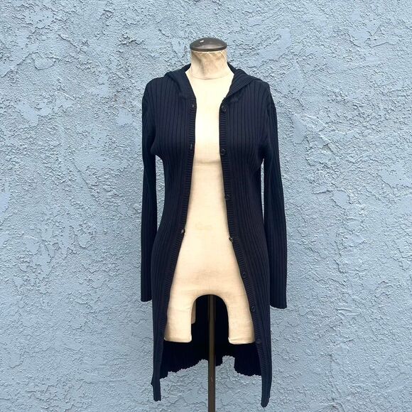 Y2k Ribbed Cardigan Small Duster Sweater 90s style - Picture 2 of 8